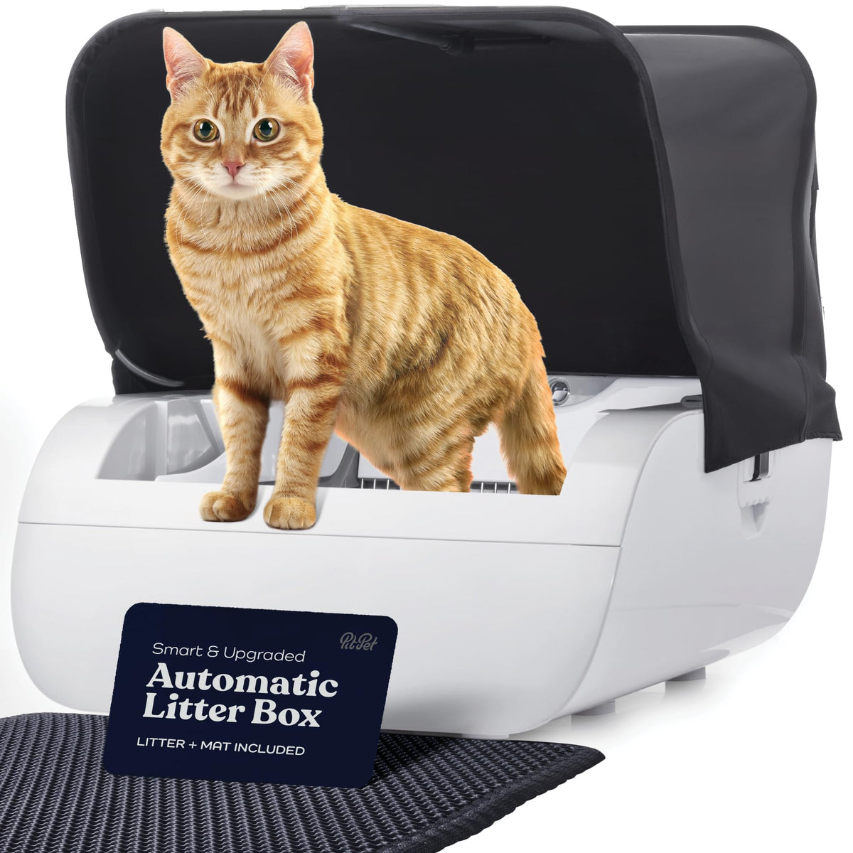 Smart Automatic Cat Litter Box Self Cleaning Cat Litterbox with Built in Odor Eliminator - Works with Clumping Cat Litter (80 Bags (4 Rolls)) (Self Cleaning Cat Litter Box)