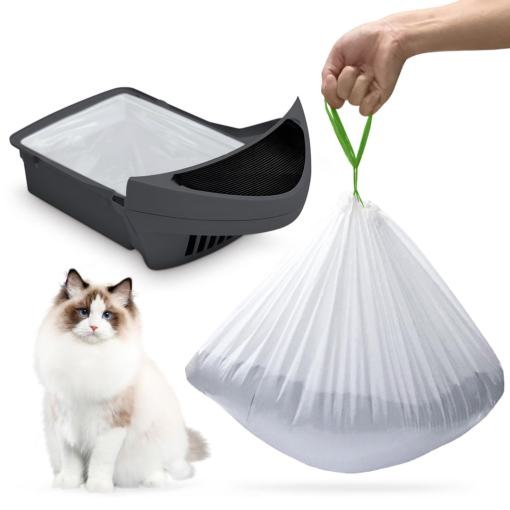 Cat Litter Box Robot 3 and 4 Waste Bags 60 Pack Cat Pull String Automatic Self Cleaning Litter Box Liner Bags Extra Thick Heavy Duty Cat Litter Box Liner Replacement Litter Bags